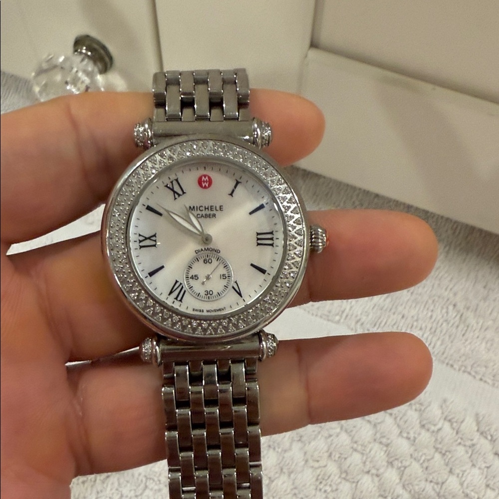 Michele Silver Diamond Women's Watch